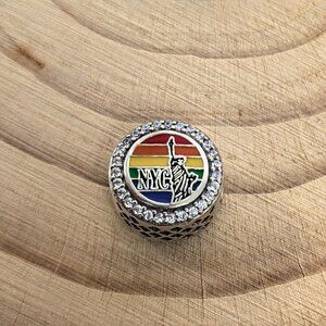 Pandora New York City 2019 Liberty Button Charm Pendant, S925 Silver Jewelry